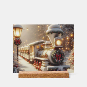 Een magische winter wonderland kersttrein acryl bord