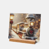Een magische winter wonderland kersttrein acryl bord (Hoek)
