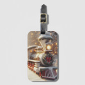 Een magische winter wonderland kersttrein bagagelabel (Voorkant (verticaal))