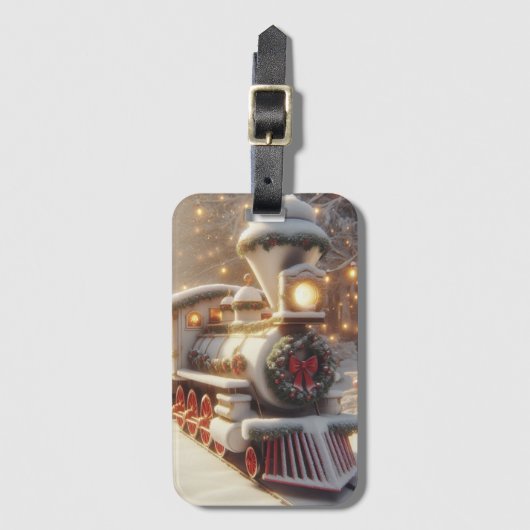 Een magische winter wonderland kersttrein bagagelabel (Voorkant (verticaal))