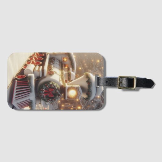 Een magische winter wonderland kersttrein bagagelabel (Voorkant (horizontaal))