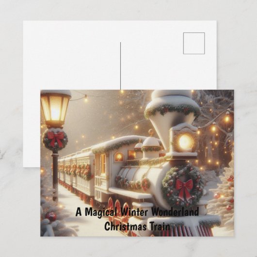 Een magische winter wonderland kersttrein briefkaart (Voorkant / Achterkant)