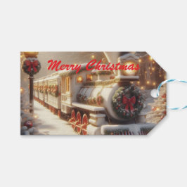 Een magische winter wonderland kersttrein cadeaulabel