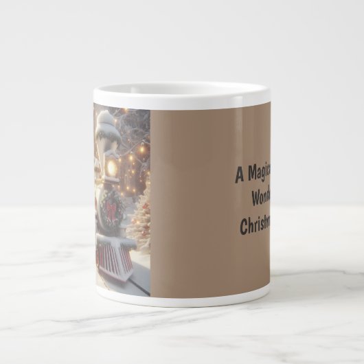 Een magische winter wonderland kersttrein grote koffiekop (Voorkant)