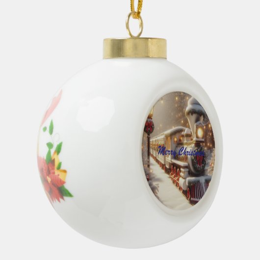 Een magische winter wonderland kersttrein keramische bal ornament (Links)