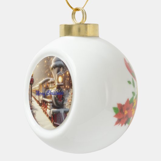 Een magische winter wonderland kersttrein keramische bal ornament (Rechts)