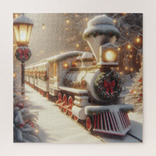 Een magische winter wonderland kersttrein legpuzzel