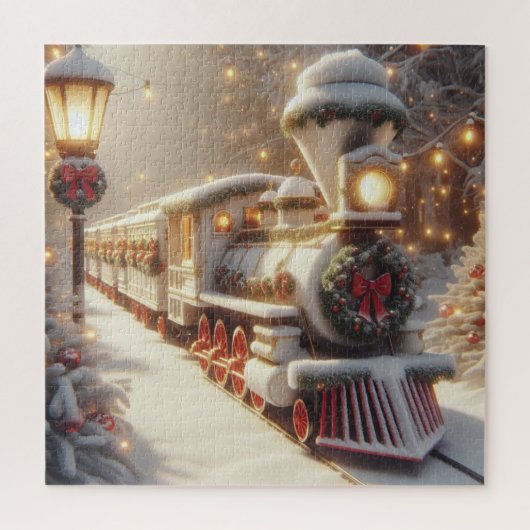 Een magische winter wonderland kersttrein legpuzzel (Verticaal)