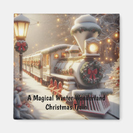 Een magische winter wonderland kersttrein magneet