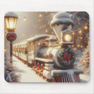 Een magische winter wonderland kersttrein muismat