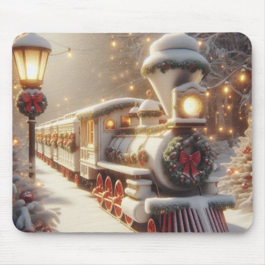 Een magische winter wonderland kersttrein muismat (Voorkant)
