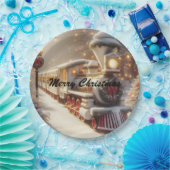 Een magische winter wonderland kersttrein papieren bordje (Feest)