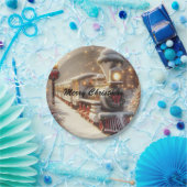 Een magische winter wonderland kersttrein papieren bordje (Feest)