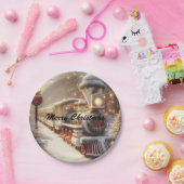 Een magische winter wonderland kersttrein papieren bordje (Feest)