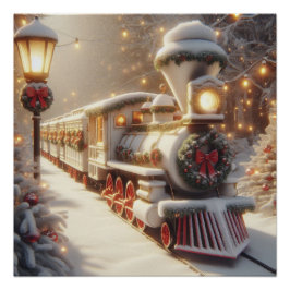 Een magische winter wonderland kersttrein perfect poster
