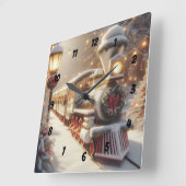 Een magische winter wonderland kersttrein vierkante klok (Hoek)