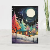 Een magische winternacht feestdagen kaart (Achterkant)