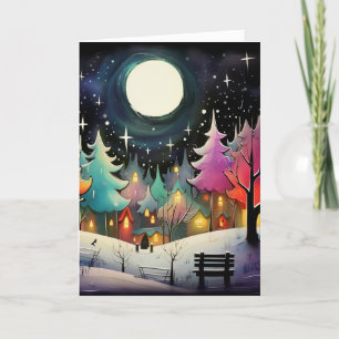 Een magische winternacht feestdagen kaart