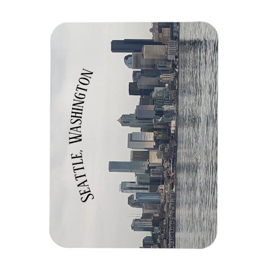 Een magneet waarop Seattle staat. (Verticaal)