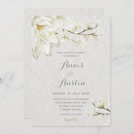 Een Magnolia Aidmiddags bruiloft Kaart (Voorkant / Achterkant)