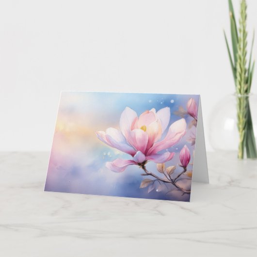 Een Magnolia bloem illustratie Kaart (Voorkant)