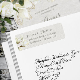 Een Magnolia middag bruiloft retour adres Etiket