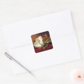 Een Magnolia op Red Velvet, beroemd schilderij, Vierkante Sticker (Envelop)