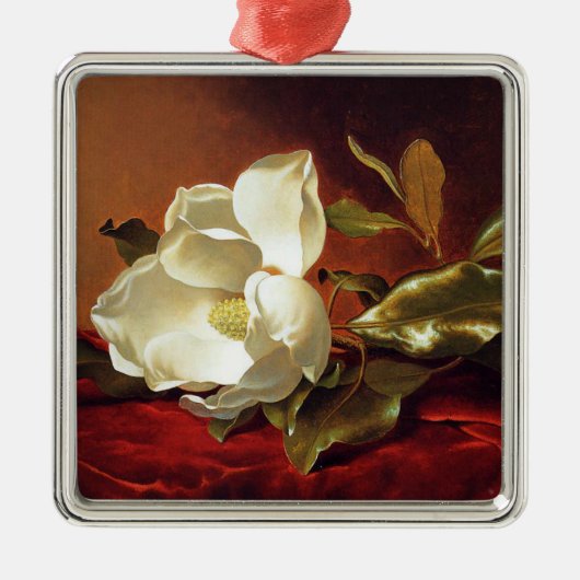 Een Magnolia op Red Velvet, Metalen Ornament (Voorkant)