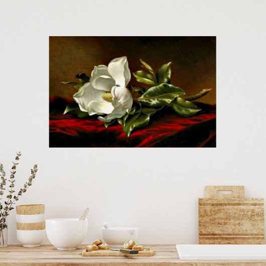 Een Magnolia op Red Velvet Poster (Keuken)