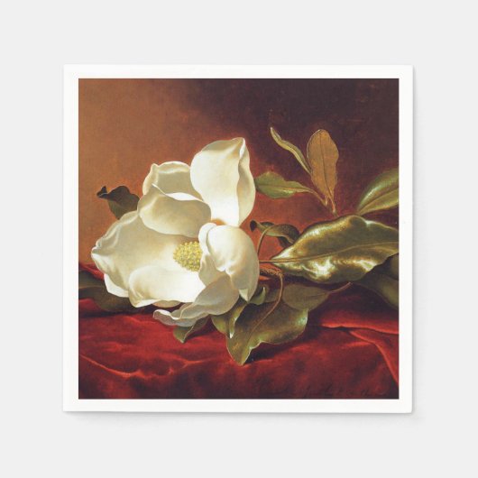 Een Magnolia op Red Velvet Servet (Voorkant)