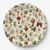 Een Mahjong Kerstmis Papieren Bordje (Voorkant)