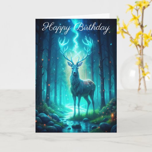 Een majestueus hert kaart (Gele Bloem)