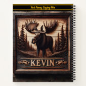 Een majestueuze eland uitgehouwen in een houten bo notitieboek (Achterkant)