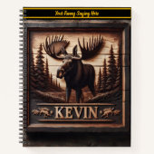 Een majestueuze eland uitgehouwen in een houten bo notitieboek (Voorkant)