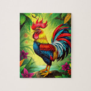 Een majestueuze haan kinderen legpuzzel