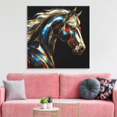 Een majestueuze hengst - AI on the Move Canvas Afdruk (Insitu (Woonkamer))