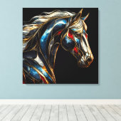 Een majestueuze hengst - AI on the Move Canvas Afdruk (Insitu (Houten vloer))