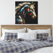 Een majestueuze hengst - AI on the Move Canvas Afdruk (Insitu (Slaapkamer))