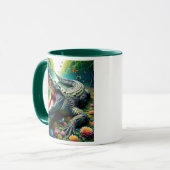 Een majestueuze krokodil in een overvloedige jungl mok (Voorkant links)