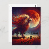 Een majestueuze leeuw onder de bloedmaan. briefkaart (Voorkant / Achterkant)