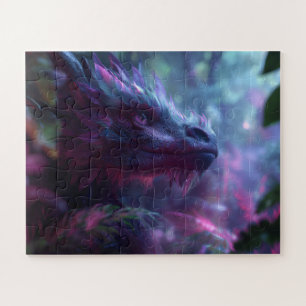 Een majestueuze paarse fantasiedraak legpuzzel