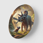 Een majestueuze volwassen Triceratops Ronde Klok (Hoek)