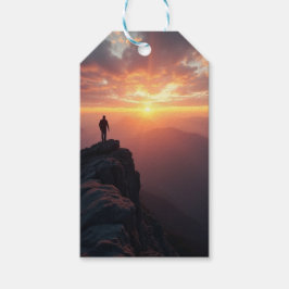 Een majestueuze zonsopgang gezien vanaf de bergtop cadeaulabel