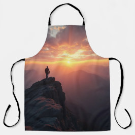 Een majestueuze zonsopgang gezien vanaf de bergtop schort