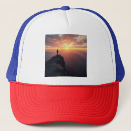 Een majestueuze zonsopgang gezien vanaf de bergtop trucker pet