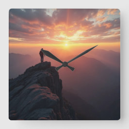 Een majestueuze zonsopgang gezien vanaf de bergtop vierkante klok