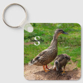 Een Mallard Duck en haar Duckling Keyring Sleutelhanger (Voorkant)