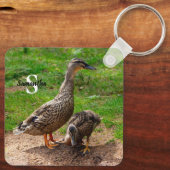 Een Mallard Duck en haar Duckling Keyring Sleutelhanger (Achterkant)