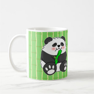 Een malle baby panda die bamboestengel eet koffiemok
