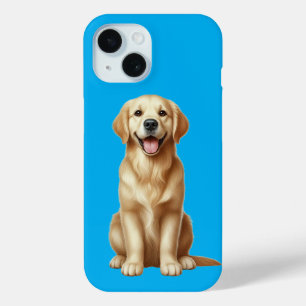 Een malse animatie-stijl gouden retriever puppy zi iPhone 15 case